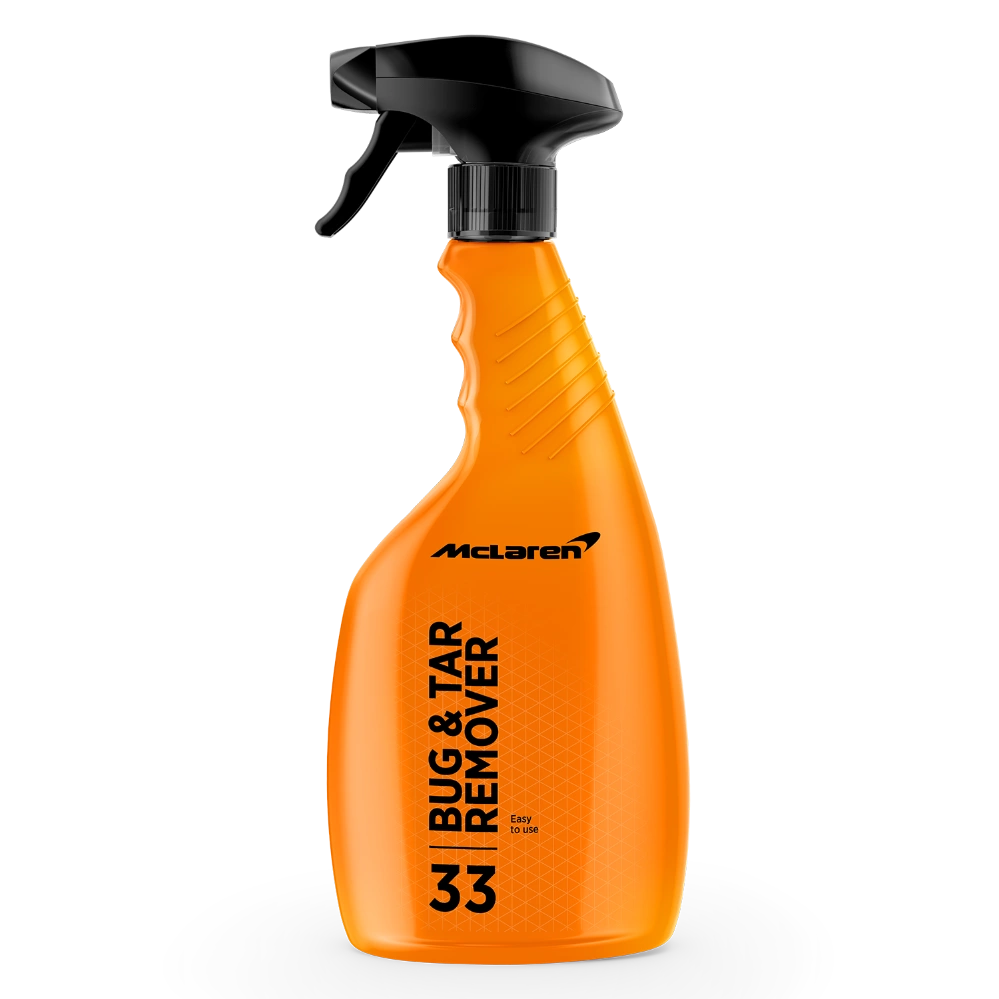 The McLaren Bug & Tar Remover is formulated to remove tar spots and bugs from paint and glass.   Quick and easy to use, spray directly onto the spots to be removed, allow the product to soak in and then remove by lightly rubbing the area with a clean microfiber. 